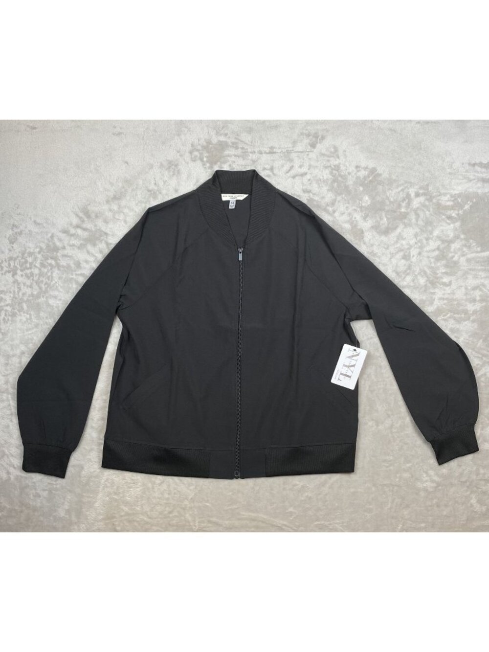 New York Laundry Black Zip-Up Jacket Medium Polyester Spandex Blend